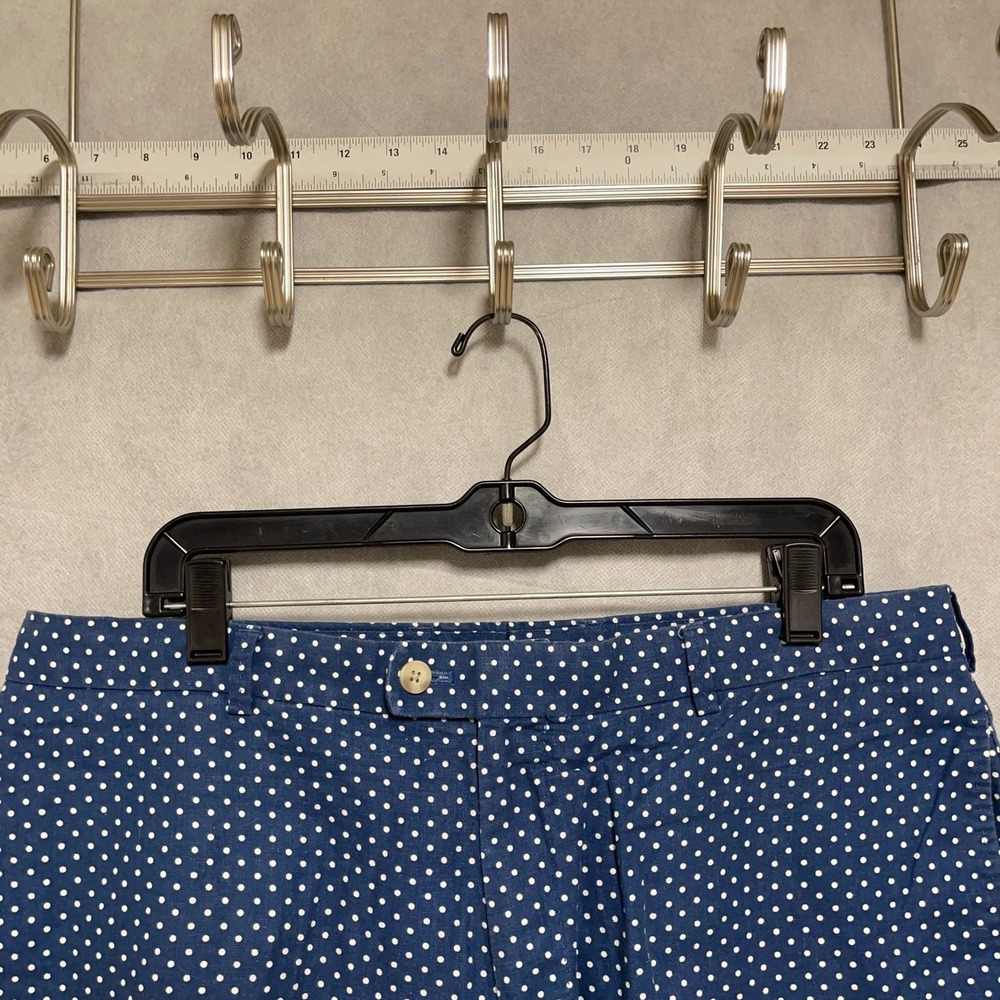 Peter Millar Shorts Men 36 Blue Polka Dot Geometric Linen Cotton Academia Summer